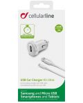 Зарядно за кола Cellularline - 3044, кабел Micro USB, бяло - 2t