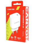 Зарядно устройство Canyon - H-20-02, USB-C, 20W, бяло - 3t