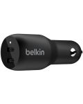 Зарядно за кола Belkin - CCB002btBK, Dual Car Charger, USB-C, 36W, черно - 1t