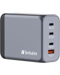 Зарядно устройство Verbatim - GNC-200 GaN 4 Port, USB A/C,  200W, сиво - 1t
