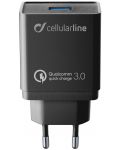 Зарядно устройство Cellularline - USB Charher Kit QC, 18W, черно - 1t