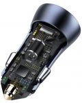 Зарядно за кола Baseus - Golden Contactor Pro, USB-A/C, Lightning, сиво - 6t