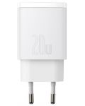 Зарядно устройство Baseus - Compact QC, USB-A/C, 20W, бяло - 1t