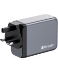 Зарядно устройство Verbatim - GNC-200 GaN 4 Port, USB A/C,  200W, сиво - 5t