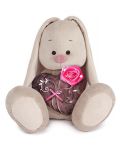 Плюшена играчка Budi Basa - Зайка Ми, с кафяво сърце и роза, 32 cm - 1t