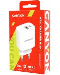 Зарядно устройство Canyon - H-20-04, USB-A/C, 20W, бяло - 3t