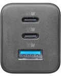 Зарядно устройство Cellularline - Multipower GaN, USB-A/C, 65W, черно - 2t
