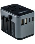 Зарядно устройство Verbatim - UTA-03 Universal Travel Adapter, сиво - 1t