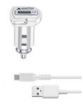 Зарядно за кола Cellularline - 4681, USB-A, кабел USB-C, 15W, бяло - 2t