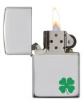 Запалка Zippo - Polish Chrome, четирилистна детелина - 3t