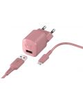 Зарядно устройство Fresh N Rebel - Mini, USB-A, кабел Lightning, розово - 1t