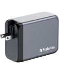 Зарядно устройство Verbatim - GNC-200 GaN 4 Port, USB A/C,  200W, сиво - 4t