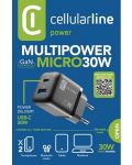 Зарядно устройство Cellularline - Multipower Micro, USB-A/C, 30W, черно - 5t