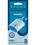 Зарядно устройство Cellularline - Style Color PD, USB-C, 20W, синьо - 2t