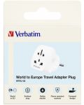 Зарядно устройство Verbatim - WTEU-02 World to Europe Travel Adapter, бяло - 4t