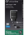 Зарядно устройство Cellularline - Quick Charge, USB-A, 18W, черно - 3t