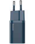 Зарядно устройство Baseus - CCSUP-B03 Super Si, USB-C, 20W, синьо - 2t
