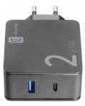 Зарядно устройство Cellularline - Ultra Duo, USB-A/C, 45W, сиво - 2t