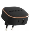 Зарядно устройство Duracell - DRACUSB20-EU, USB-A/C, 30W, черно - 1t