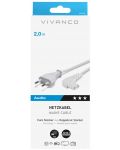 Захранващ кабел Vivanco - Schuko/Japan-8, 2 m, бял - 2t