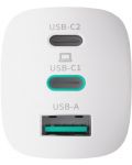 Зарядно устройство Next One - 3-Port GaN, USB-A/C, 65W, бяло - 6t