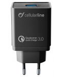Зарядно устройство Cellularline - Quick Charge, USB-A, 18W, черно - 1t