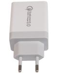 Зарядно устройство Makki - QC30W3 FC, USB-A, 30W, бяло - 4t