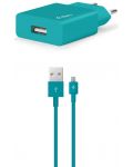 Зарядно устройство ttec - SmartCharger, USB-A, кабел Micro USB, Turquoise - 1t