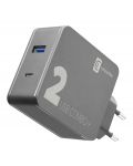Зарядно устройство Celluarline - Combo 2+, USB-A/C, 48W, черно - 1t