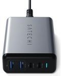 Зарядно устройство Satechi - Dual Travel Charger, USB-A/C, 75W, сиво - 3t