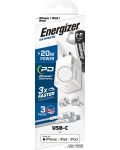 Зарядно устройство Energizer - Multi, USB-C, EU/UK/US, 20W, бяло - 4t