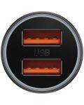 Зарядно за кола Baseus - Max Dual Fast Charger, USB-A, 60W, тъмносиво - 4t