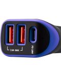 Зарядно за кола Canyon - С-08, USB-A/C, 18W, черно/синьо - 3t