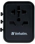 Зарядно устройство Verbatim - UTA-01 Universal Travel Adapter, черно - 3t