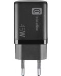 Зарядно устройство Cellularline - Multipower PD GaN, USB-A/C, 45W, черно - 3t