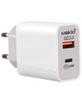 Зарядно устройство Makki - PQ18W-WH FC, USB-A/C, 18W, бяло - 1t