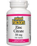 Zinc Citrate, 50 mg, 180 таблетки, Natural Factors - 1t