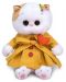 Плюшена играчка Budi Basa - Коте Ли-Ли бебе в палтенце със сърце, 20 cm - 1t