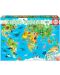 Пъзел Educa от 150 части - Световна карта с животни - 1t