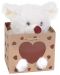 Плюшена играчка Morgenroth Plusch – Бяло мишле със сърчице в торбичка, 12 cm - 1t