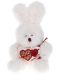Плюшена играчка Morgenroth Plusch – Бяло зайче със сърце в торбичка, 12 cm - 2t