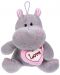 Плюшена играчка Morgenroth Plusch – Хипопотамче с розово сърце, 20 cm - 1t