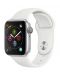 Смарт часовник Apple S4 - 40mm, сребрист, бяла силиконова каишка - 1t