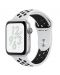 Смарт часовник Apple Nike + S4 - 44mm, сребрист, сребриста/черна силиконова каишка - 1t