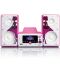 Аудио система Lenco - MC-020 Princess, 2.0, розова/бяла - 2t