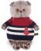 Плюшена играчка Budi Basa - Коте Басик, с моряшки пуловер, 19 cm - 1t