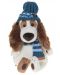 Плюшена играчка Budi Basa - Кученце Бартоломей, със синя шапка и шал, 27 cm - 1t