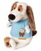 Плюшена играчка Budi Basa - Кученце Бартоломей, с тениска с бухал, 27 cm - 1t