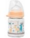 Бебешко стъклено шише NIP - Flow S, 0 м+, 120 ml, Girl - 1t