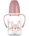 Бебешко шише с дръжки Canpol - Cute Animals, 120 ml, розово - 1t